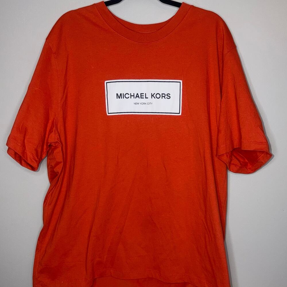 Michael Kors Logo Men's Size XL Short Sleeve Oversized T-Shirt Burnt Terracotta
